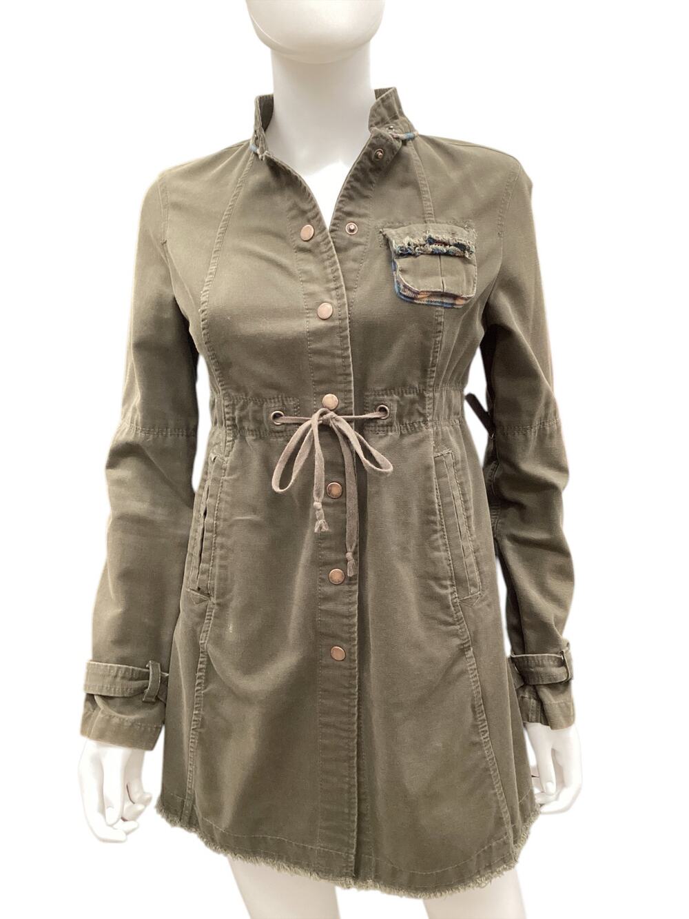 Free People Women’s Jacket Size 2 Olive Green Color Adjustable Waist Pockets